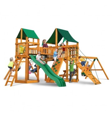 Pioneer Peak Cedar Swing Set w/ Amber Posts / Sunbrella Canvas Forest Green Canopy - 01-0006-AP-2-360x365.jpg